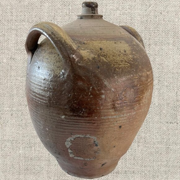 19c French Provincial Stoneware Olive Oil Jug - Picture 2 of 5